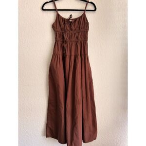 Sim & Sam Chocolate Brown Cotton Midi Dress - Size S